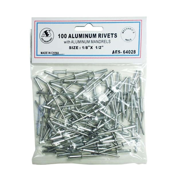 Top Quality Aluminum Oval Head Solid Rivets – 1/8 X 1/2 Inch, 100-Pack (OHSR180120)