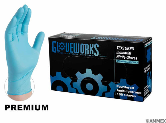 GLOVEWORKS NITRILE POWDERED IND GLOVES SMALL (BOX OF 100)