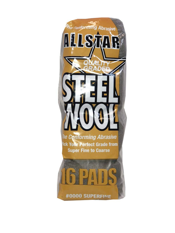 STEEL WOOL PADS (16/BAG) 0000 GRADE