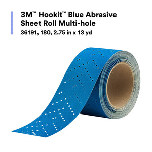 BLUE ABRASIVE #180 GRIT HOOKIT ROLL 2.75"x 13yd (iv)