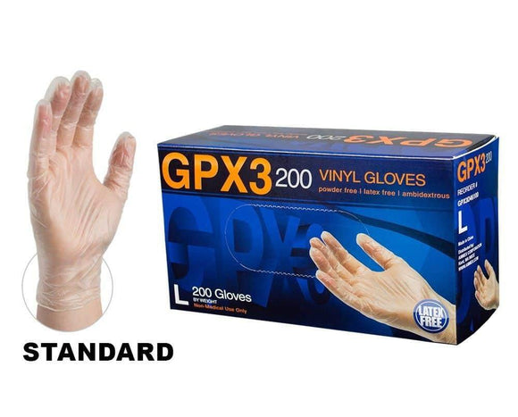 GPX3D 200 VINYL PF IND GLOVES X-LARGE (BOX OF 200)